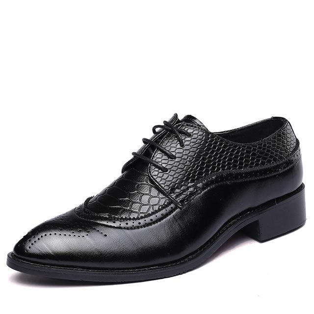 new spring men flats lace up male business oxfords men leather shoes - Muhaab