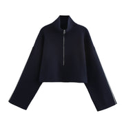 Women's Casual Sporty Knitted Short Sweatshirt