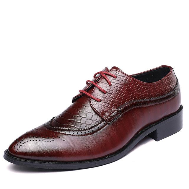 new spring men flats lace up male business oxfords men leather shoes - Muhaab