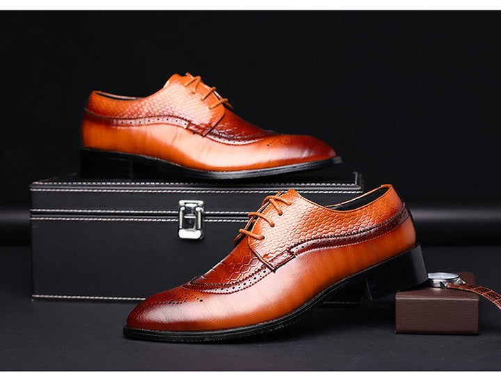 new spring men flats lace up male business oxfords men leather shoes - Muhaab