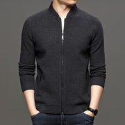 Business Men's Solid Color Knitted Jacket Men's Fashion All-match
