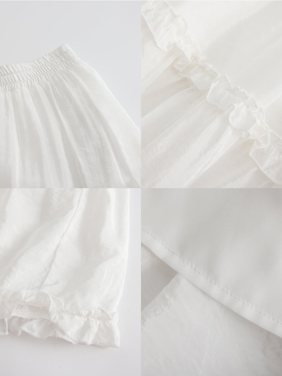 100% Cotton A-Line Ruffled White Cake Skirt