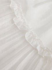 100% Cotton A-Line Ruffled White Cake Skirt