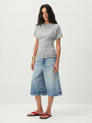 Lyocell Blend Off-Shoulder Fitted Top