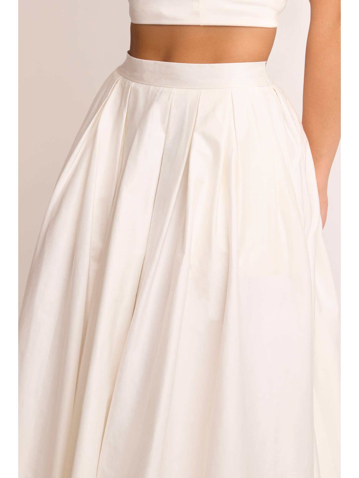 Daisy White Box Pleat Cotton Maxi Skirt