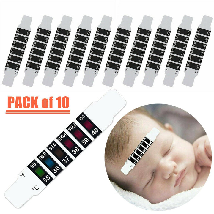 10X FOREHEAD THERMOMETER STRIP HEAD FEVER SCAN BABY ADULT CHECK TEST TEMPERATURE - Muhaab