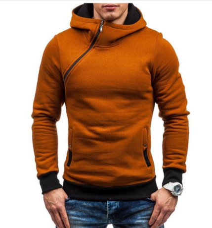2021 Brand Hoodie Oblique Zipper Solid Color Hoodies Men Fashion Tracksuit Male Sweatshirt Hoody Mens - Muhaab