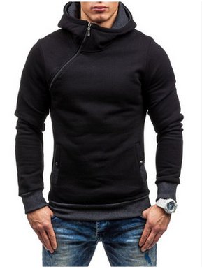 2021 Brand Hoodie Oblique Zipper Solid Color Hoodies Men Fashion Tracksuit Male Sweatshirt Hoody Mens - Muhaab