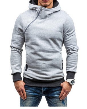 2021 Brand Hoodie Oblique Zipper Solid Color Hoodies Men Fashion Tracksuit Male Sweatshirt Hoody Mens - Muhaab