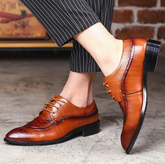 new spring men flats lace up male business oxfords men leather shoes - Muhaab