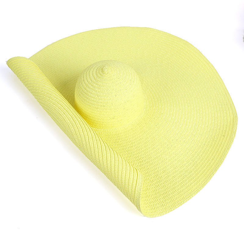 25CM Wide Brim Oversized Beach Hats For Women Large Straw Hat UV Protection - Muhaab