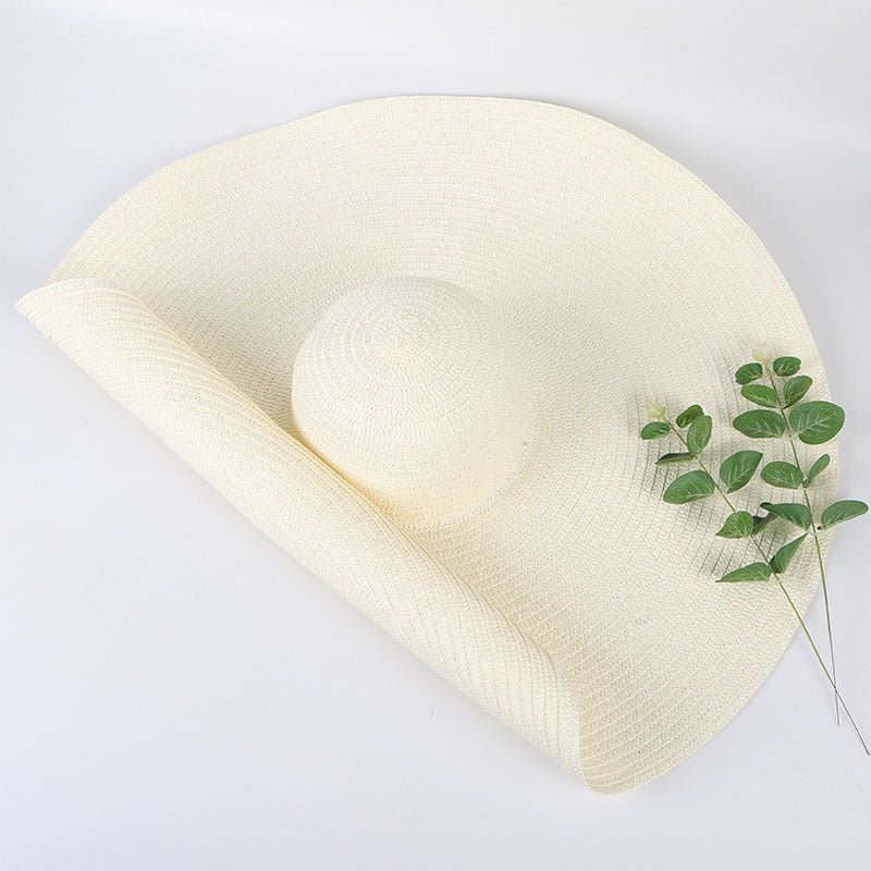 25CM Wide Brim Oversized Beach Hats For Women Large Straw Hat UV Protection - Muhaab