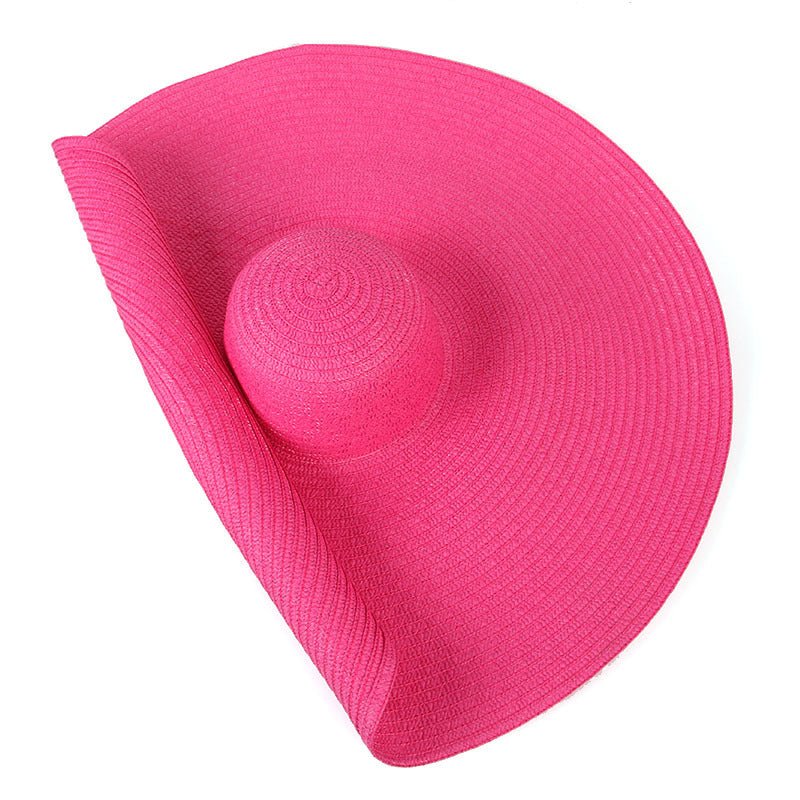 25CM Wide Brim Oversized Beach Hats For Women Large Straw Hat UV Protection - Muhaab