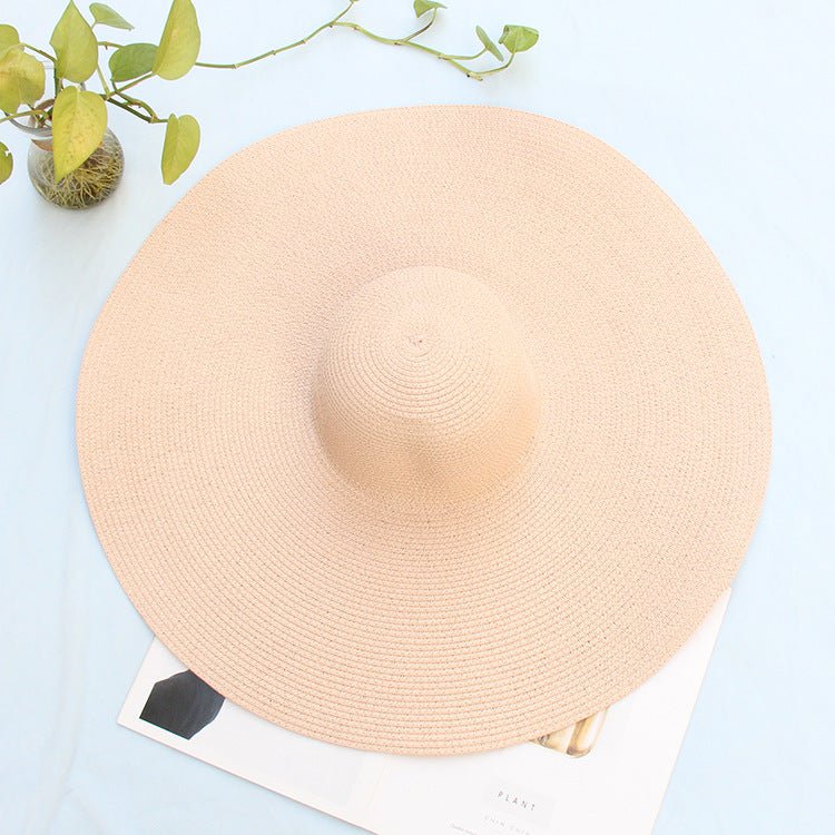 25CM Wide Brim Oversized Beach Hats For Women Large Straw Hat UV Protection - Muhaab