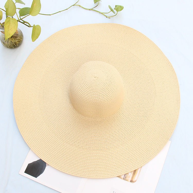 25CM Wide Brim Oversized Beach Hats For Women Large Straw Hat UV Protection - Muhaab