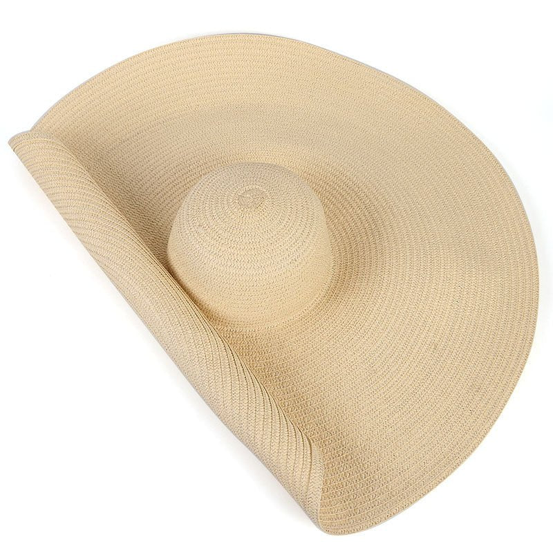 25CM Wide Brim Oversized Beach Hats For Women Large Straw Hat UV Protection - Muhaab