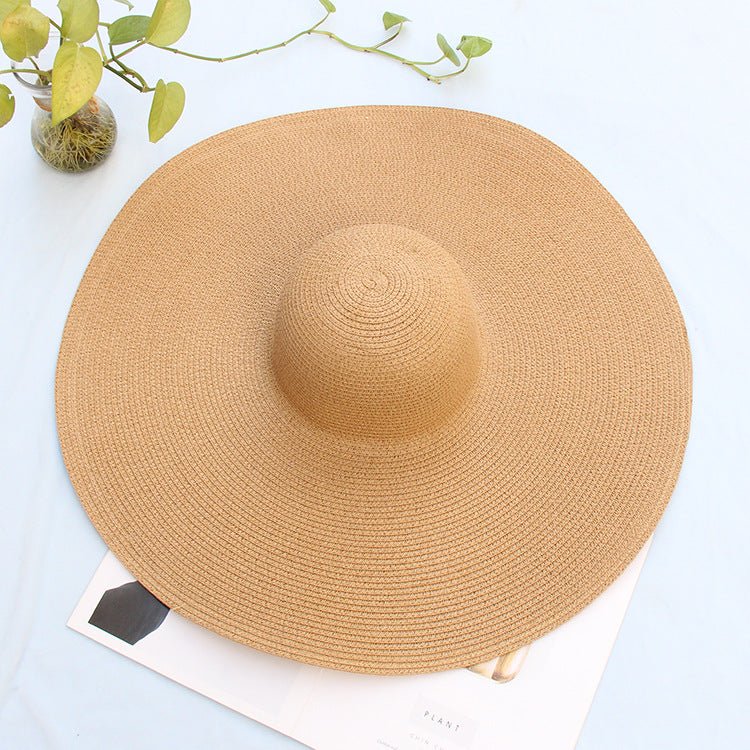 25CM Wide Brim Oversized Beach Hats For Women Large Straw Hat UV Protection - Muhaab