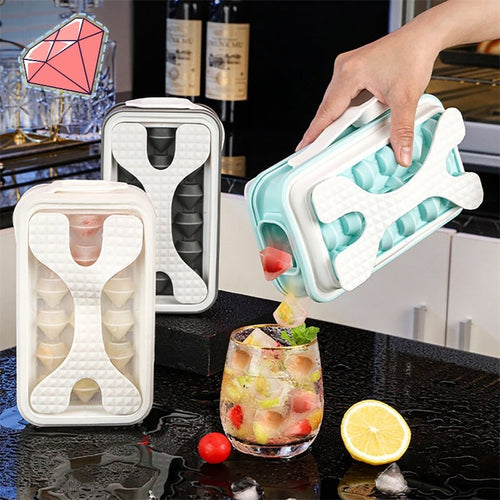 2in1 Portable Silicone Ice Ball Mold Ice Maker Water Bottle Ice Cube Mould Bottle  Diamond Curling Summer  - Muhaab
