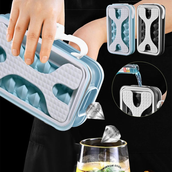2in1 Portable Silicone Ice Ball Mold Ice Maker Water Bottle Ice Cube Mould Bottle  Diamond Curling Summer  - Muhaab