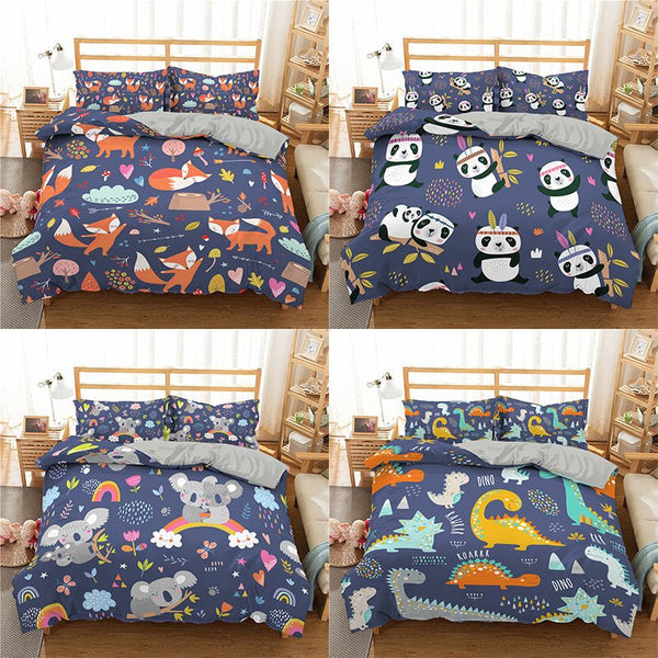 3D Digital Printing Cartoon Bedding Three-Piece Bedding Quilt Cover Pillowcase - Muhaab