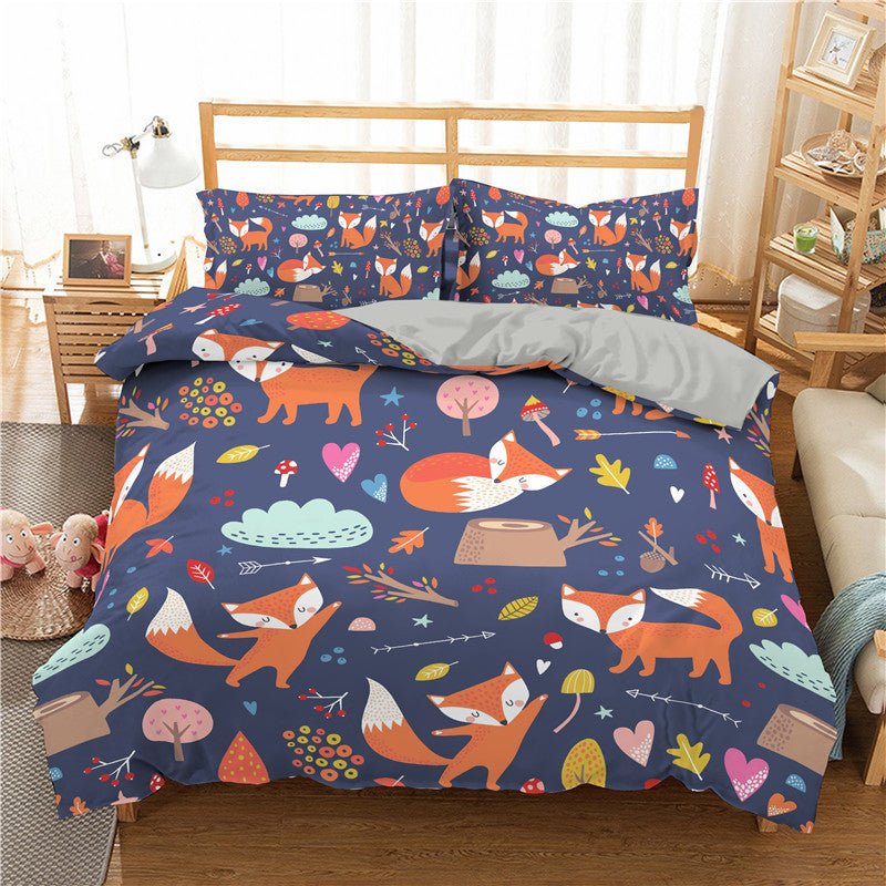 3D Digital Printing Cartoon Bedding Three-Piece Bedding Quilt Cover Pillowcase - Muhaab