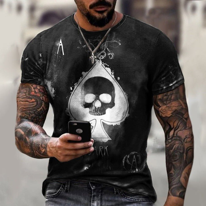 3D Printing Skull Spades T-Shirt Fashion Street Men - Muhaab