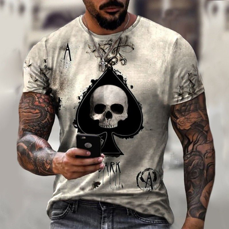 3D Printing Skull Spades T-Shirt Fashion Street Men - Muhaab