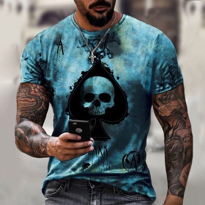 3D Printing Skull Spades T-Shirt Fashion Street Men - Muhaab