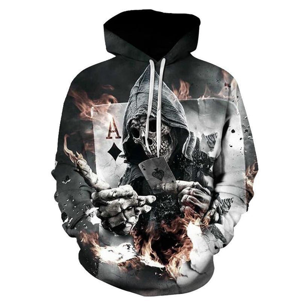 3D Skull Poker Hoodie - Muhaab