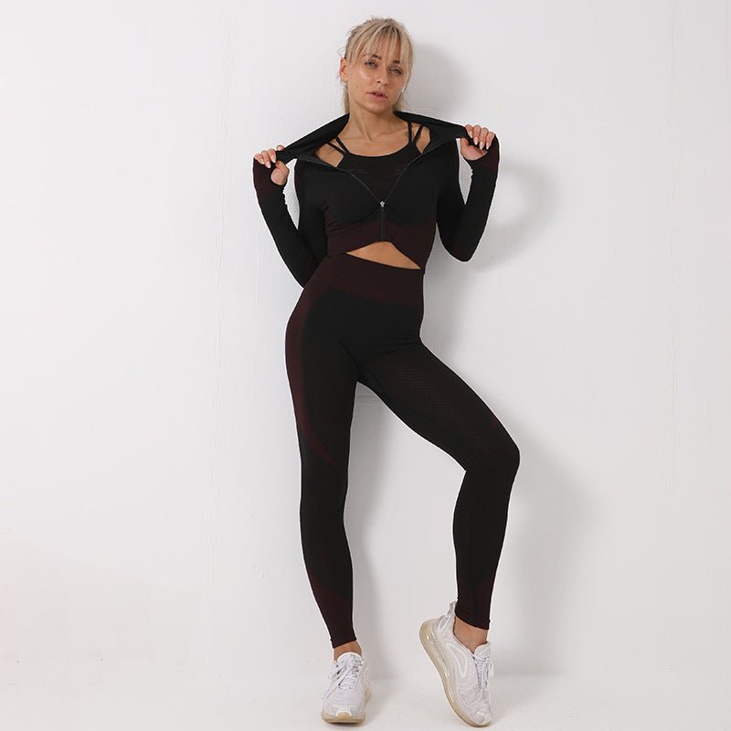 3PCS Yoga Set Seamless Sport Set Women Gym Clothing Leggings Women Crop Top Sports Bra Women Fitness Gym Tracksuit - Muhaab
