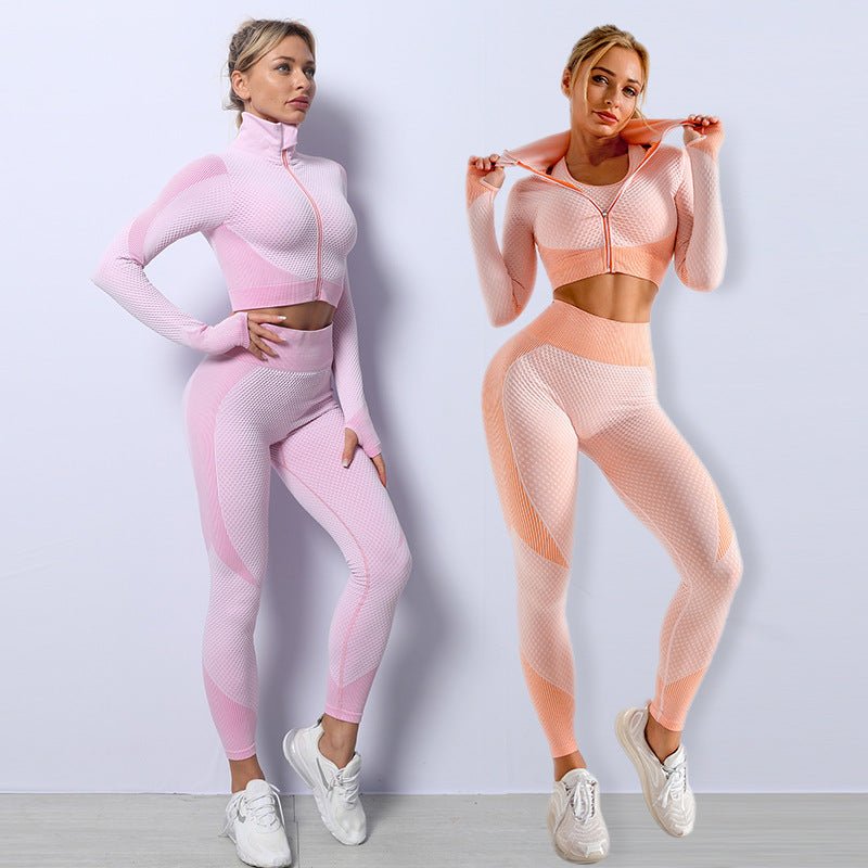 3PCS Yoga Set Seamless Sport Set Women Gym Clothing Leggings Women Crop Top Sports Bra Women Fitness Gym Tracksuit - Muhaab