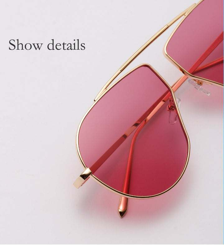 A1166 Polygonal Big Frame Sunglasses, Metal Frame Sunglasses For Women - Muhaab