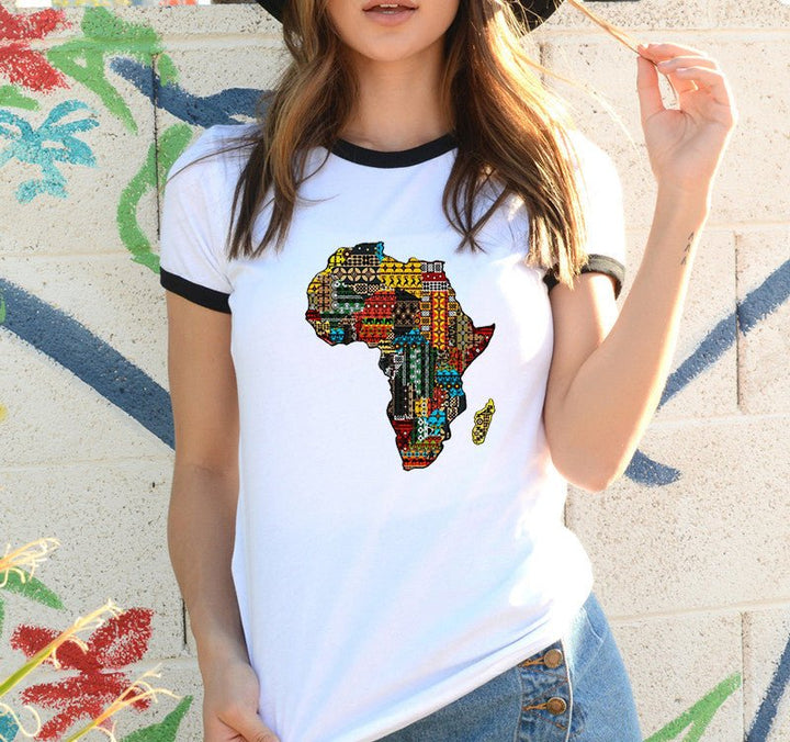 Africa Map Graphic T Shirt for Women ，Printed T-shirt - Muhaab