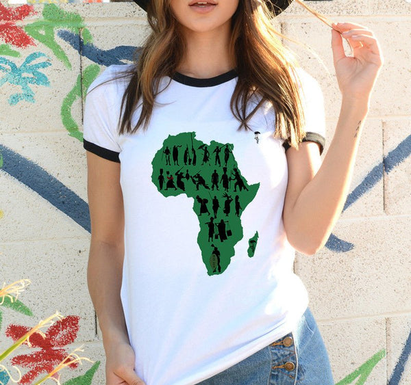 Africa Map Graphic T Shirt for Women ，Printed T-shirt - Muhaab