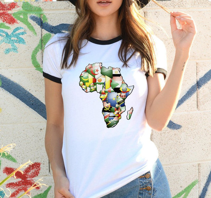 Africa Map Graphic T Shirt for Women ，Printed T-shirt - Muhaab