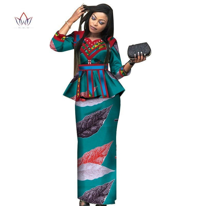 African Lady Suit African Dashiki Skirt Suit African Traditional Dress Ladies Plus Size Printed Skirt - Muhaab