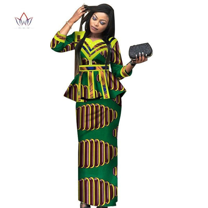 African Lady Suit African Dashiki Skirt Suit African Traditional Dress Ladies Plus Size Printed Skirt - Muhaab