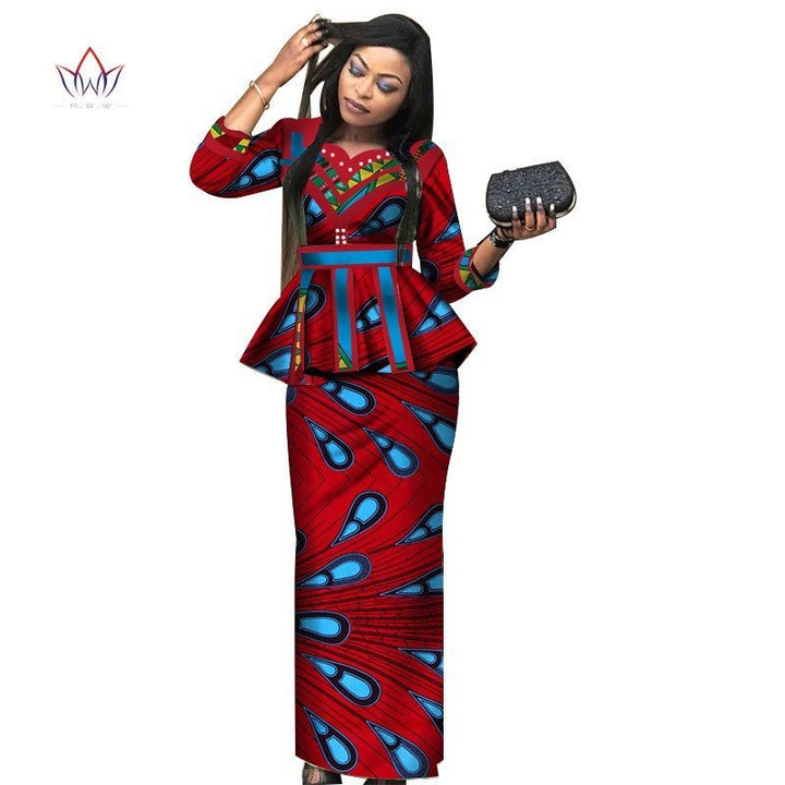 African Lady Suit African Dashiki Skirt Suit African Traditional Dress Ladies Plus Size Printed Skirt - Muhaab