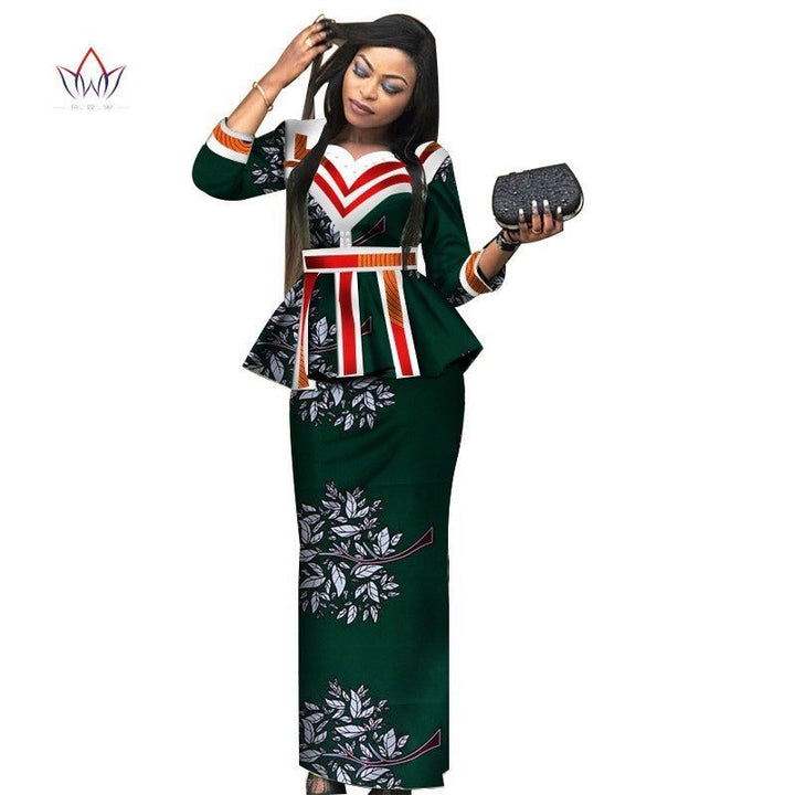 African Lady Suit African Dashiki Skirt Suit African Traditional Dress Ladies Plus Size Printed Skirt - Muhaab