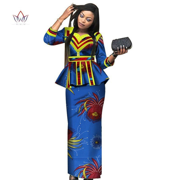 African Lady Suit African Dashiki Skirt Suit African Traditional Dress Ladies Plus Size Printed Skirt - Muhaab