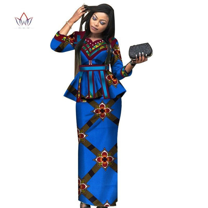 African Lady Suit African Dashiki Skirt Suit African Traditional Dress Ladies Plus Size Printed Skirt - Muhaab