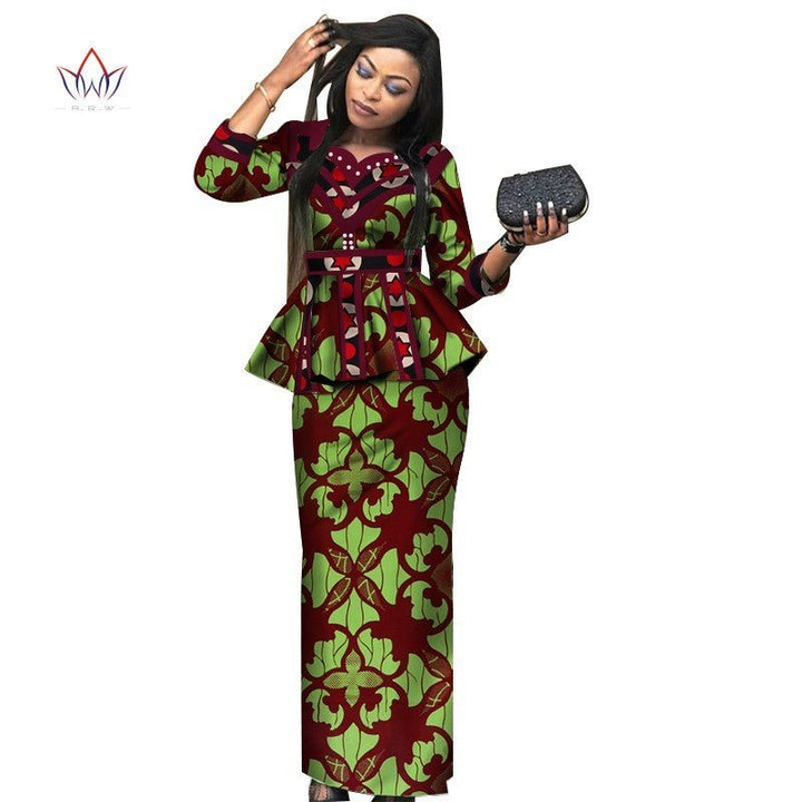 African Lady Suit African Dashiki Skirt Suit African Traditional Dress Ladies Plus Size Printed Skirt - Muhaab