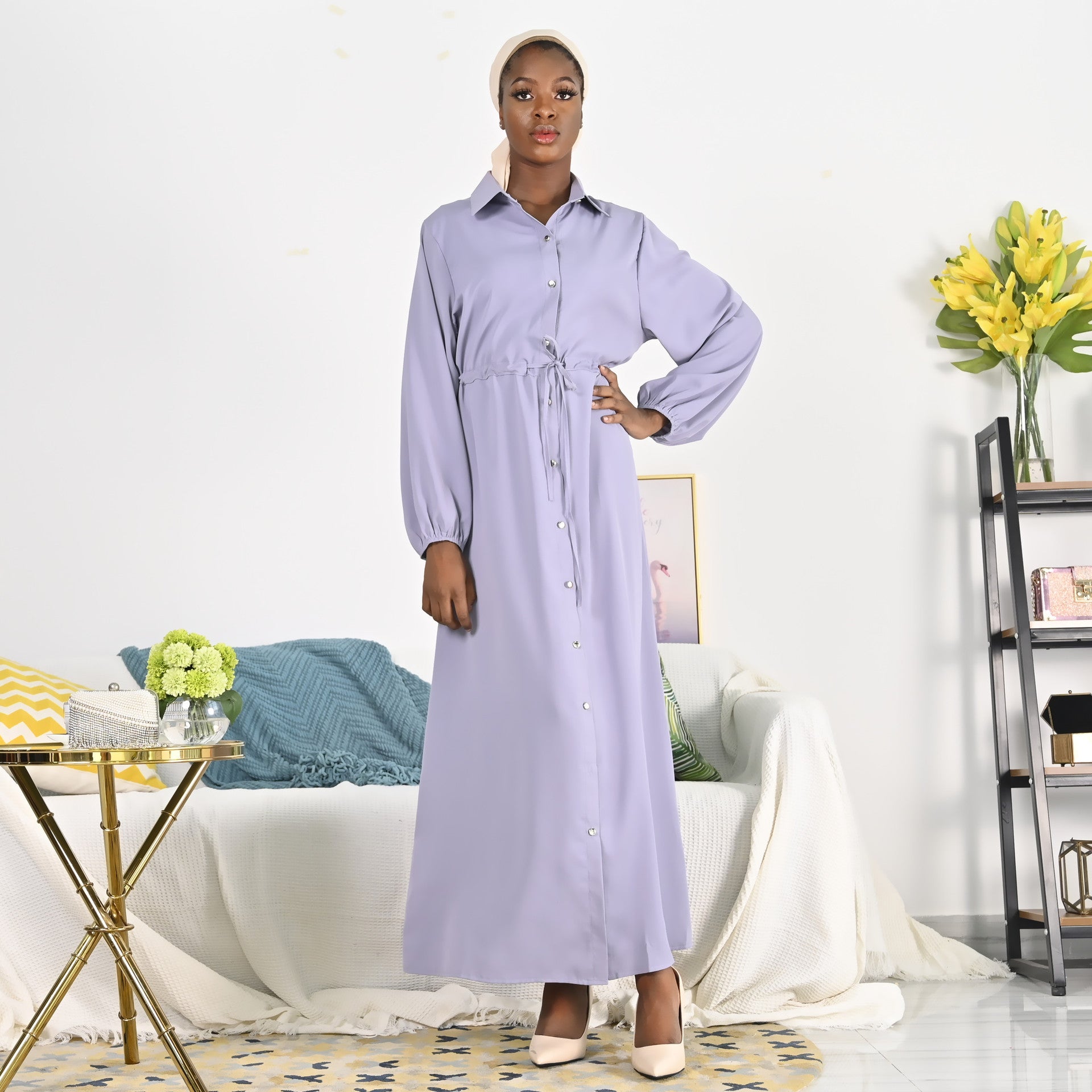 African solid color dress - Muhaab