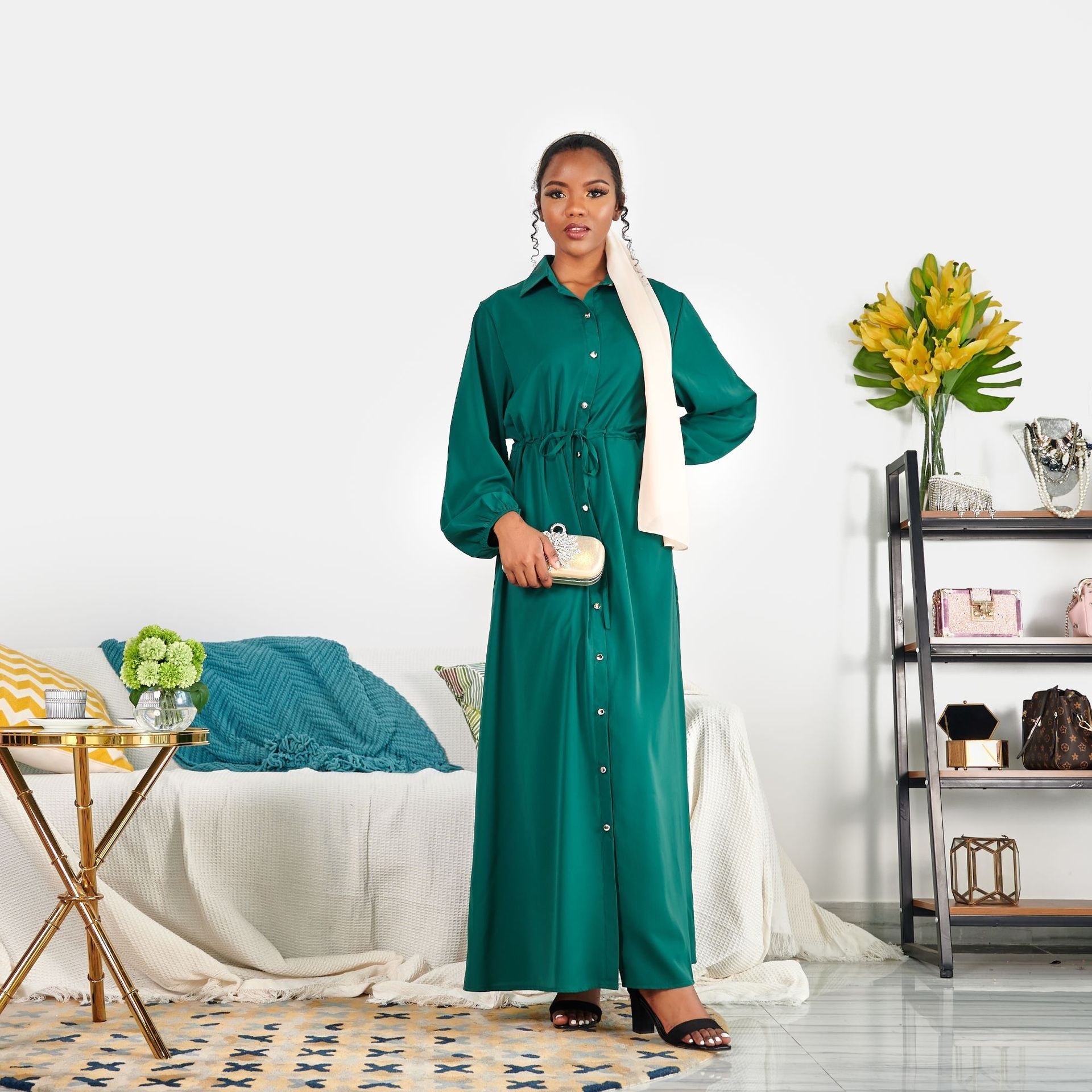 African solid color dress - Muhaab