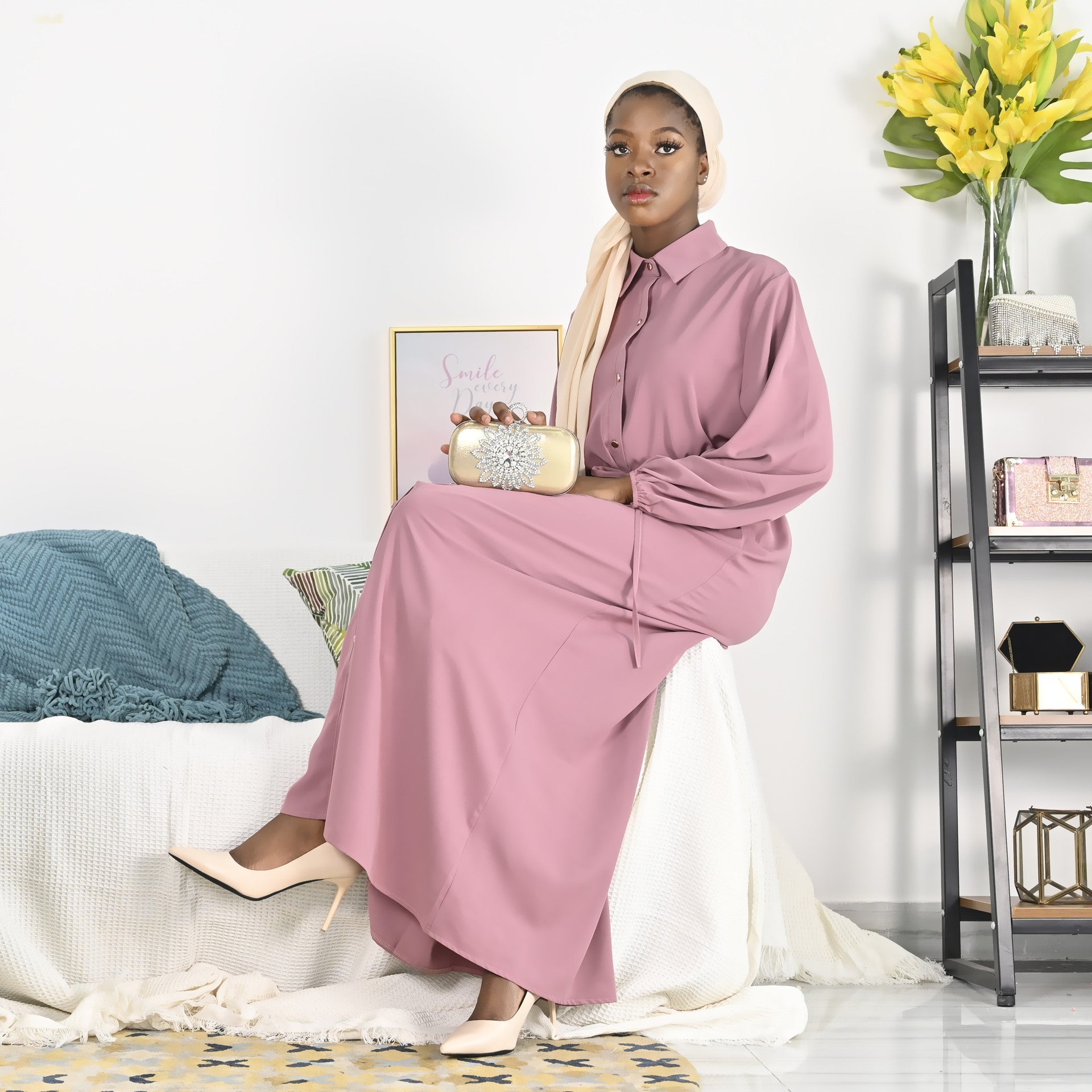 African solid color dress - Muhaab