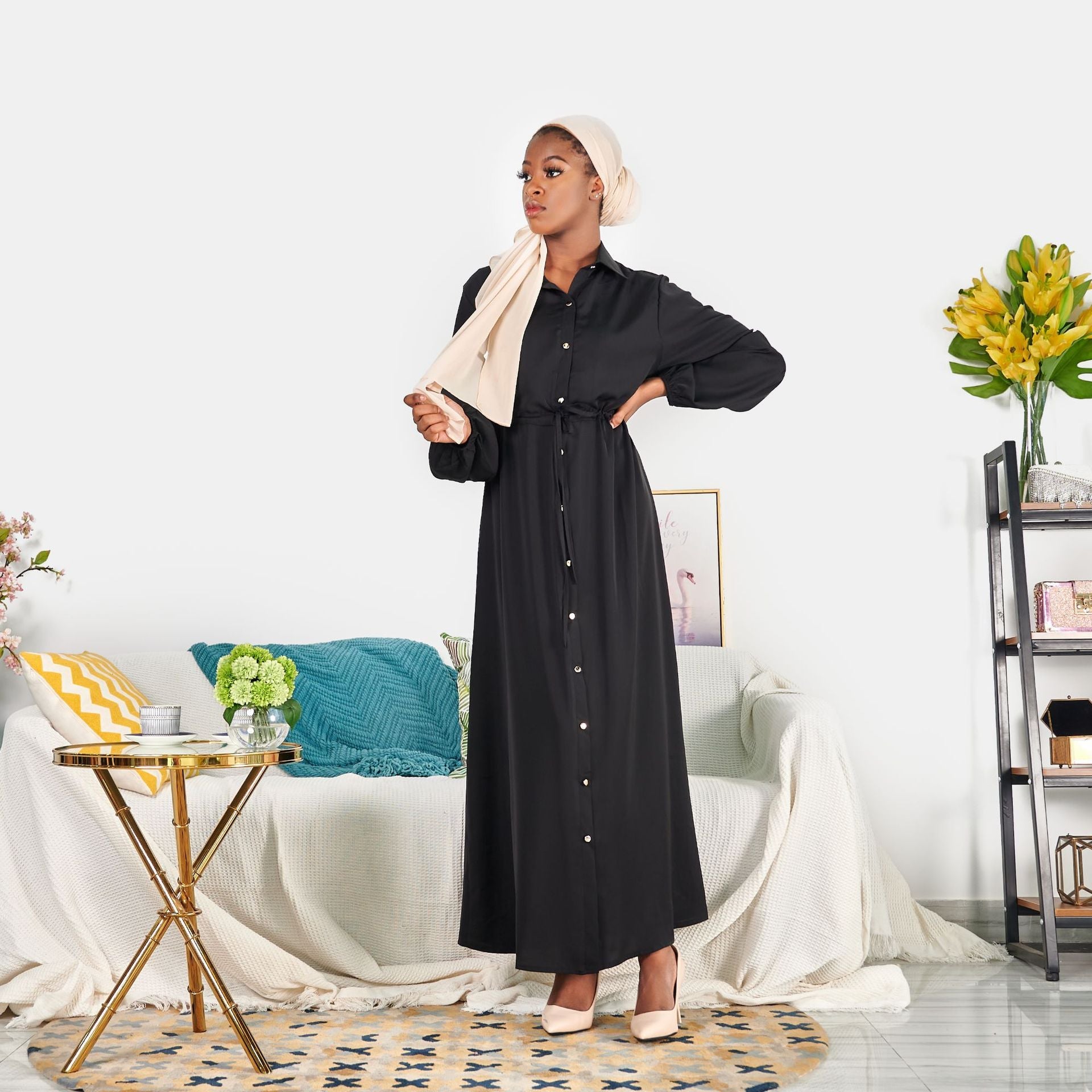 African solid color dress - Muhaab