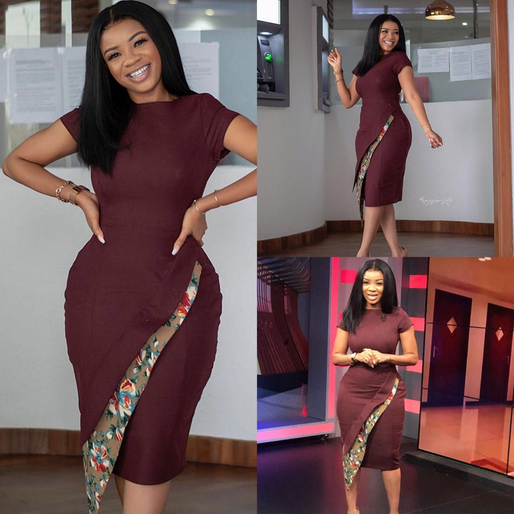 African Women Fashion Dress Big Size Short Sleeve Dress - Muhaab