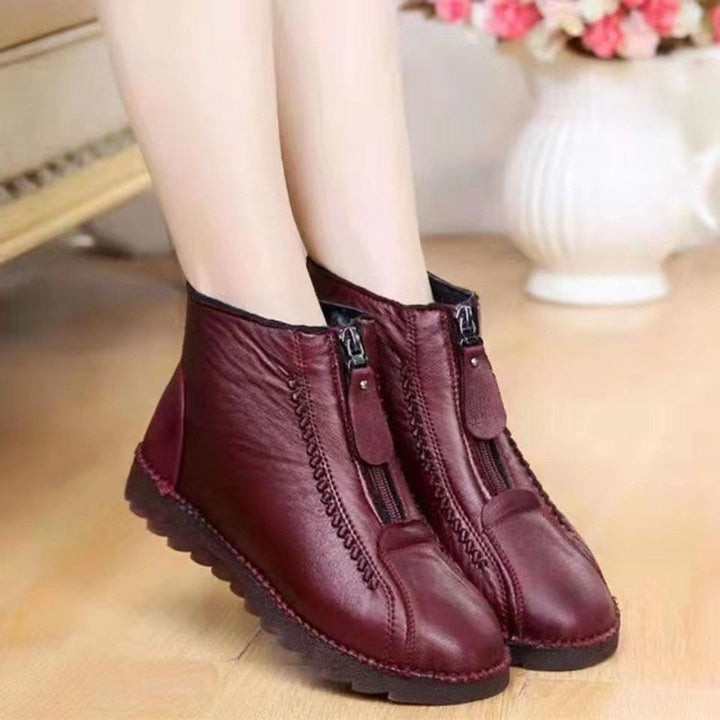 Ankle Boots Women Warm Winter Snow Boots Zipper Flat Shoes - Muhaab