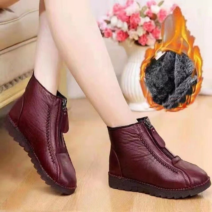 Ankle Boots Women Warm Winter Snow Boots Zipper Flat Shoes - Muhaab