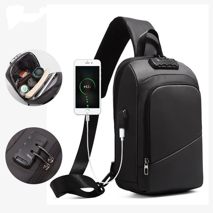 Anti-theft Lock Upscale Chest Bag Men Shoulder Bags USB Charging - Muhaab